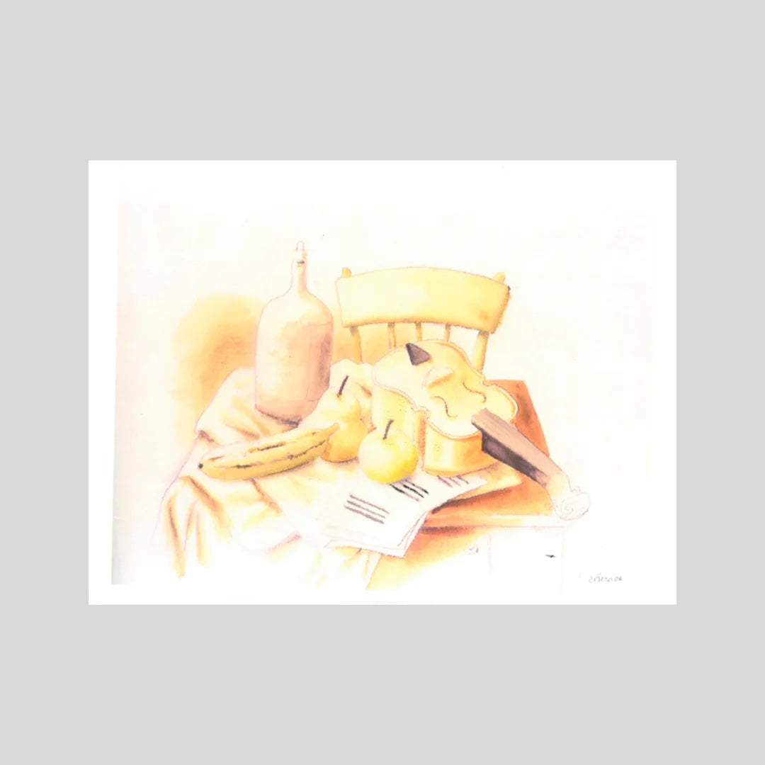 Fernando Botero – Still Life with Violin Mixed media on paper - 39x39cm