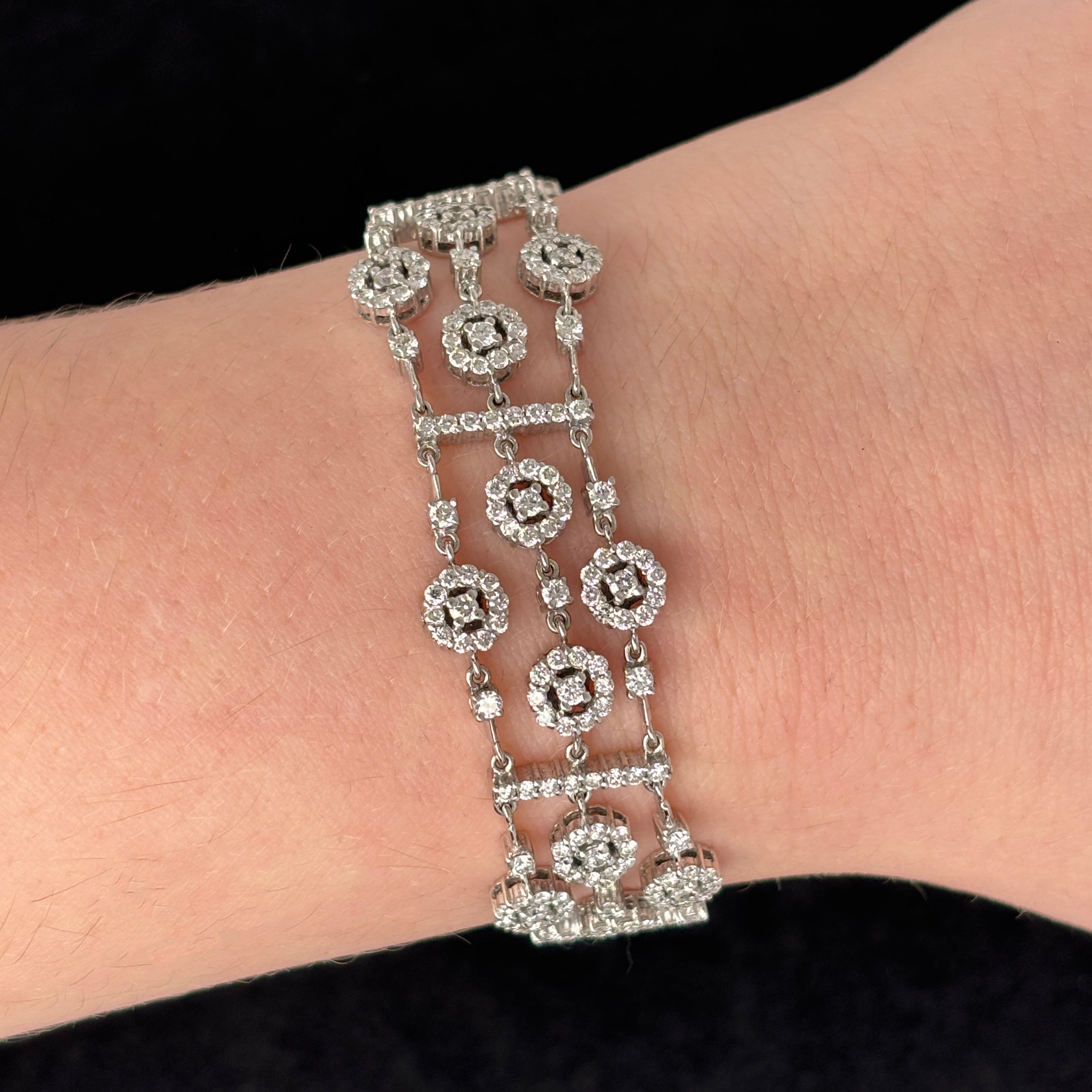 Fine Diamond Band Bracelet in White Gold