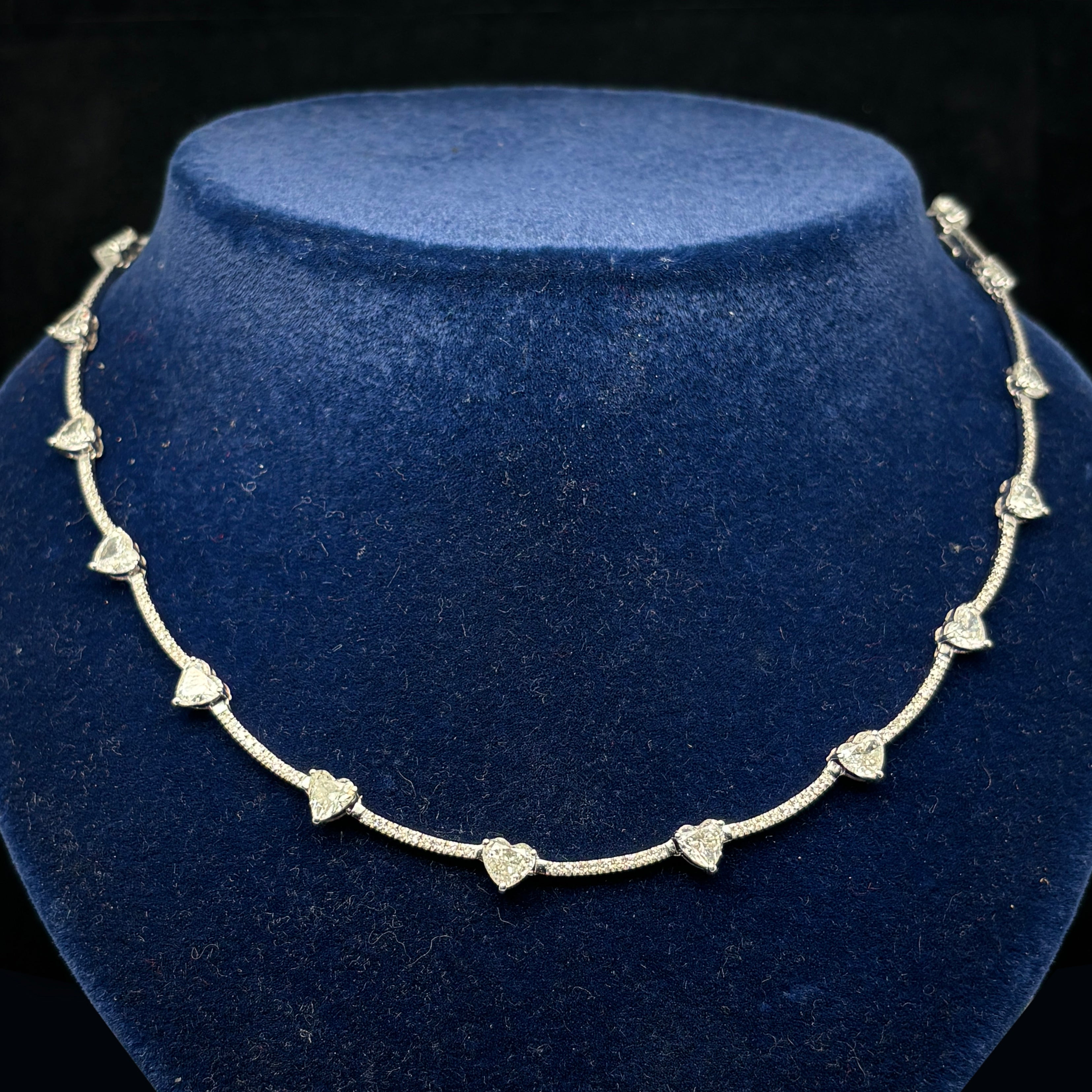 Diamond Choker with Heart-Cut Diamonds - 10.6ct