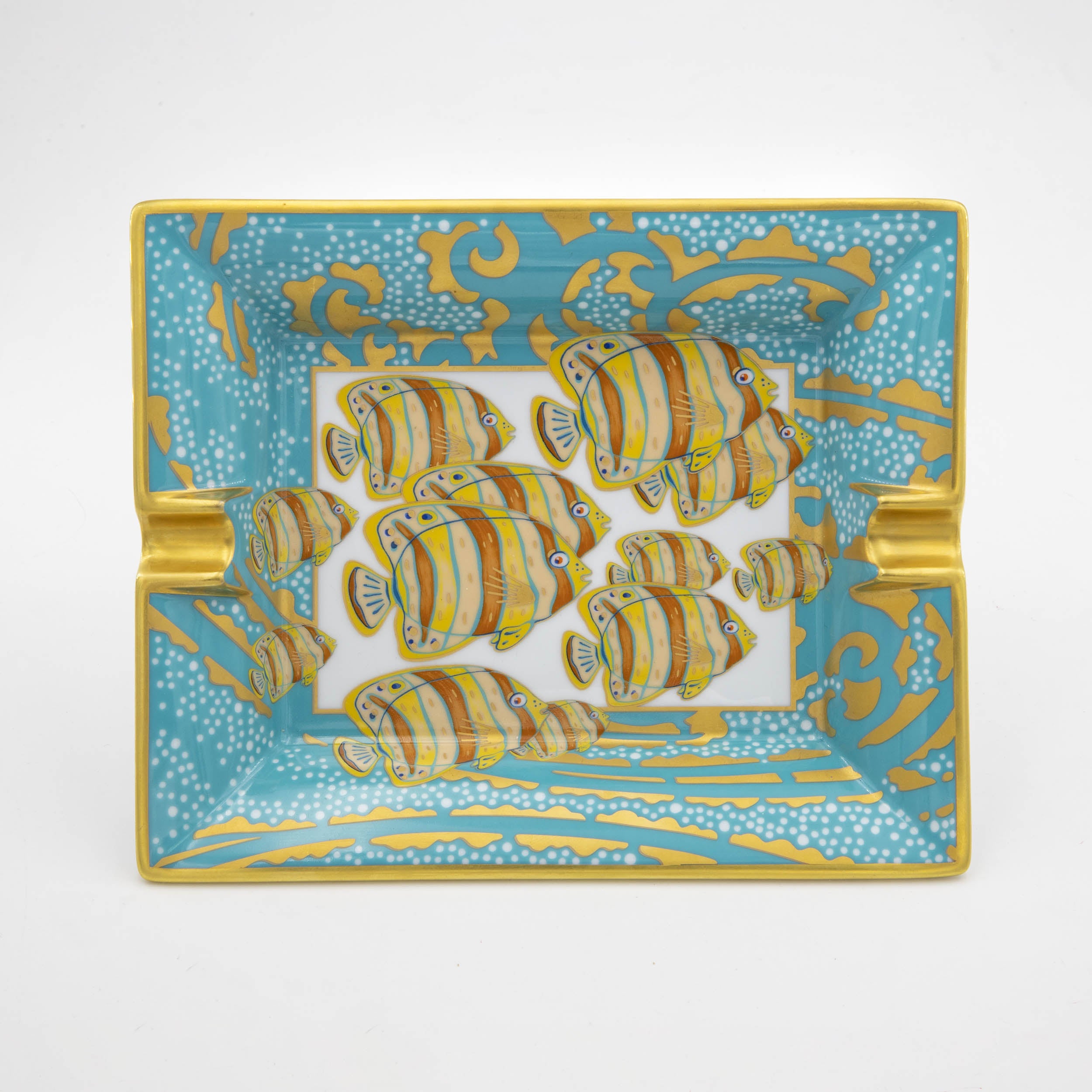 Hermès Paris - Tropical Fishes Ashtray - Porcelain 19 x 15cm