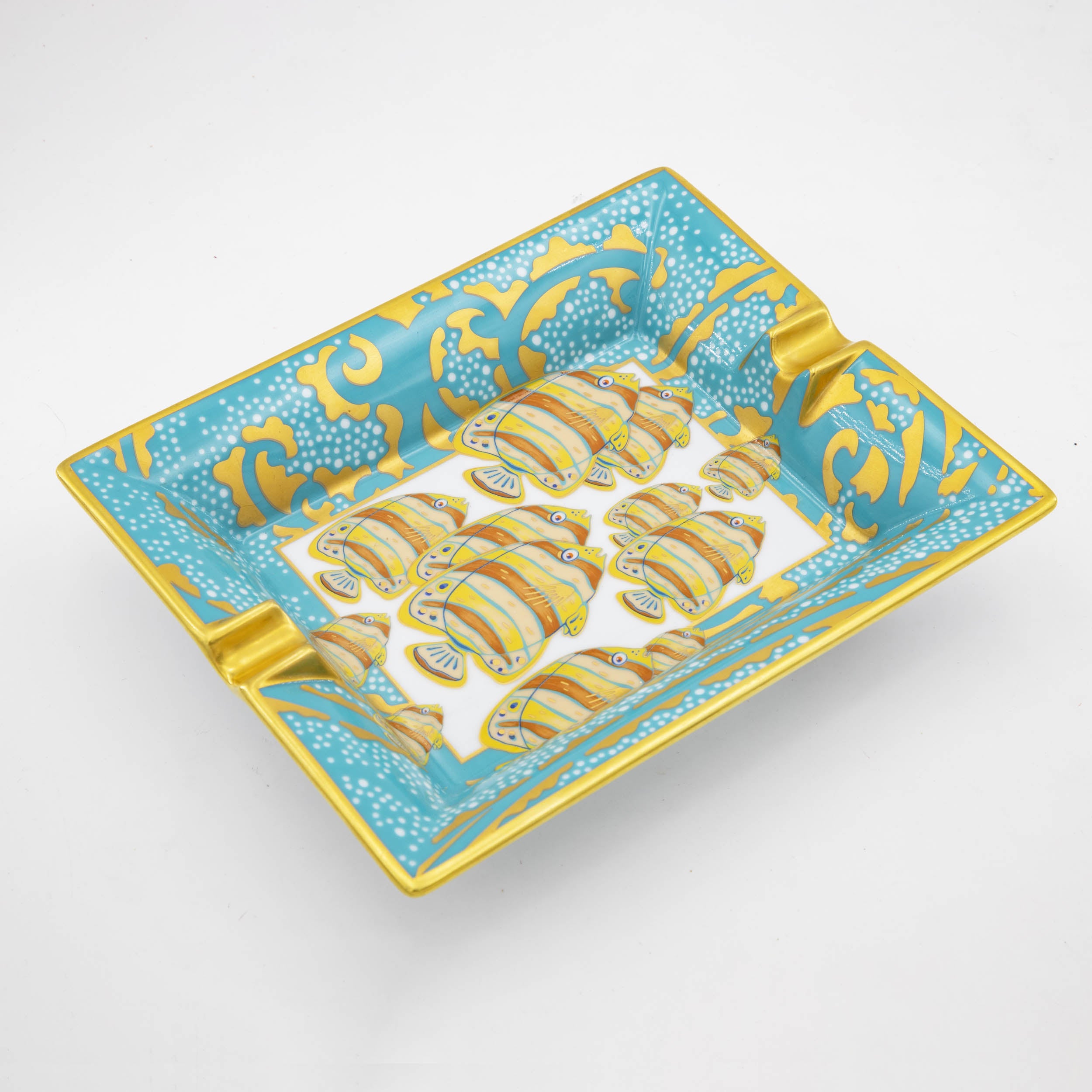 Hermès Paris - Tropical Fishes Ashtray - Porcelain 19 x 15cm