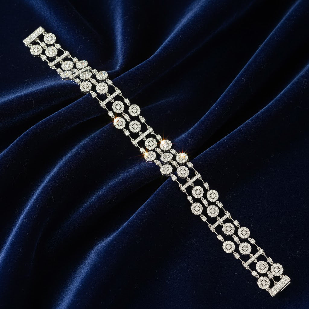 Fine Diamond Band Bracelet in White Gold